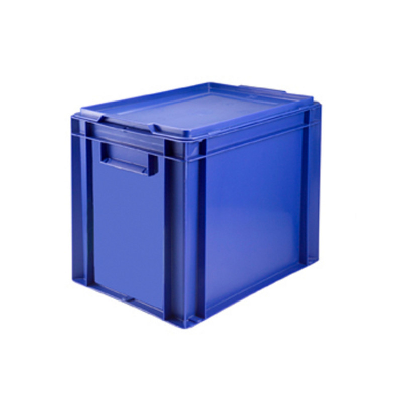 Bac spécial assiettes Avec couvercle bleu plastique 40x30x33,7 cm 27 L fond plein parois pleines