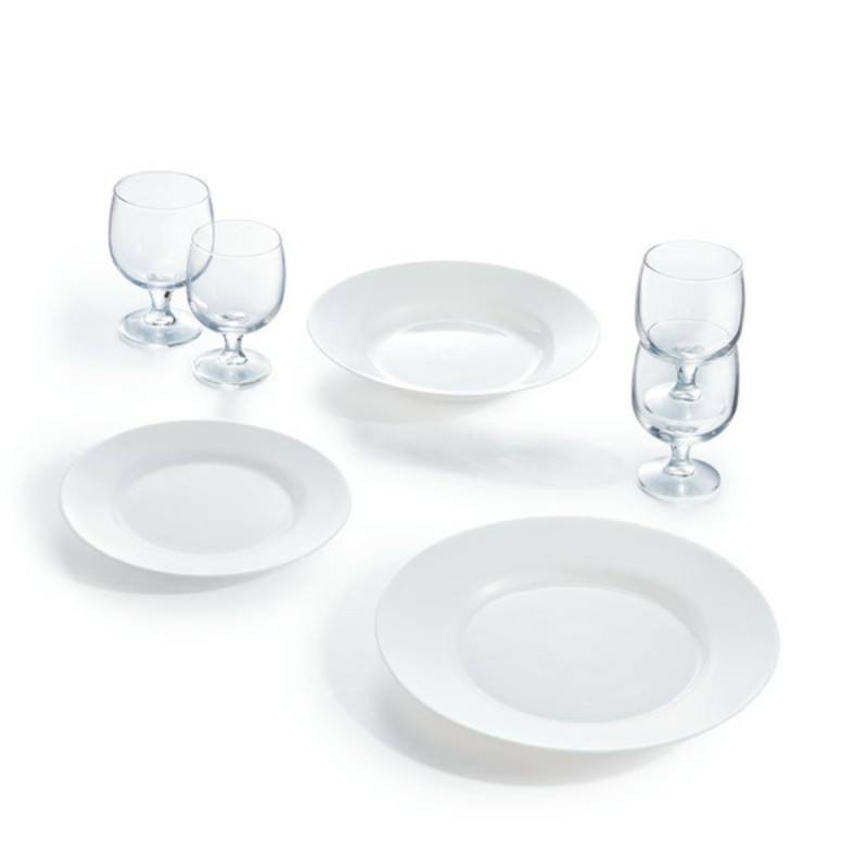 Assiette plate rond blanc verre opal Ø 19 cm Everyday Luminarc