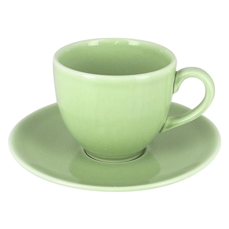 Tasse à thé rond vert porcelaine vitrifiée 23 cl Ø 8,5 cm Vintage Rak