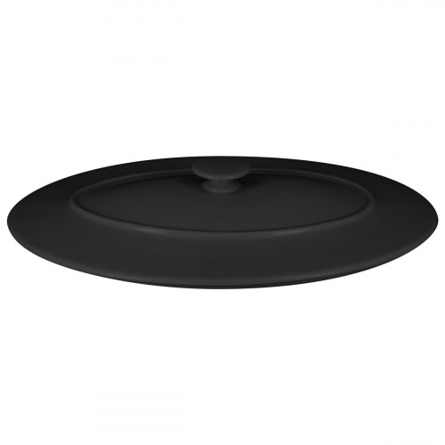 Couvercle avec poignée ovale noir porcelaine vitrifiée 31x21 cm Chefs Fusion Rak