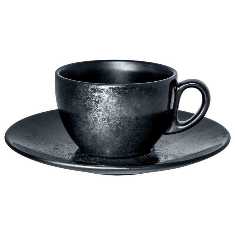 Sous-tasse à thé rond noir porcelaine vitrifiée Ø 17 cm Karbon Rak