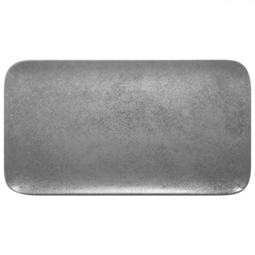 Assiette plate rectangulaire gris porcelaine vitrifiée 38x21 cm Shale Rak