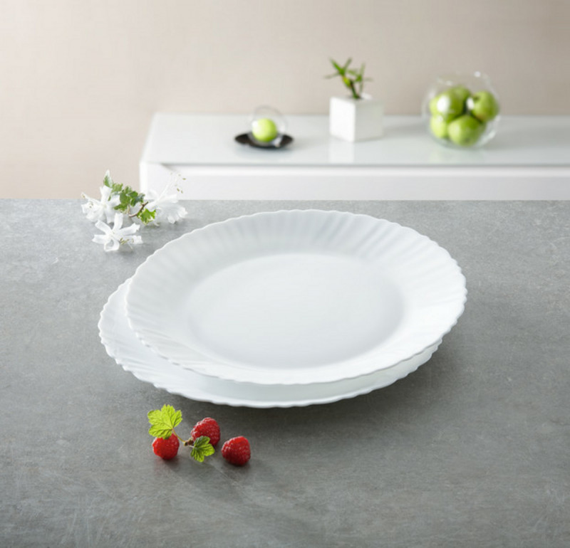 Plat rond blanc verre opal Ø 30 cm Feston Luminarc