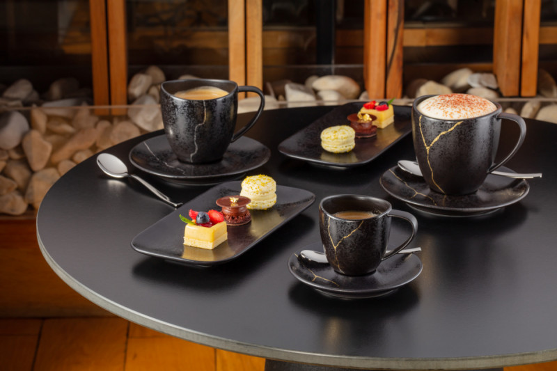 Sous tasse à espresso rond noir porcelaine Ø 12 cm Kintzoo Rak