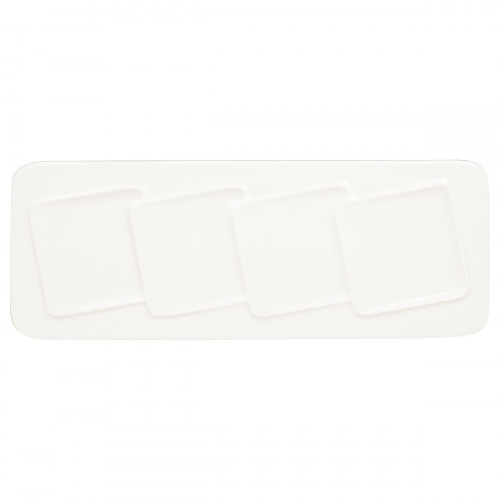 Assiette plate rectangulaire blanc porcelaine vitrifiée 37,5x14,5 cm Create Rak