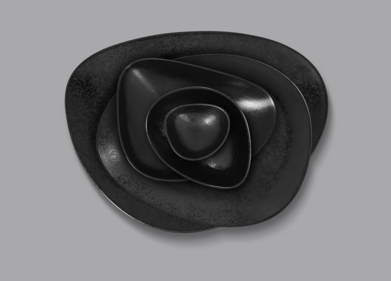 Assiette plate ovale noir porcelaine vitrifiée 21,2x15,6 cm Shaped Rak
