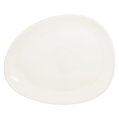 Assiette plate ivoire porcelaine vitrifiée 26,8x21,5 cm Shaped Rak