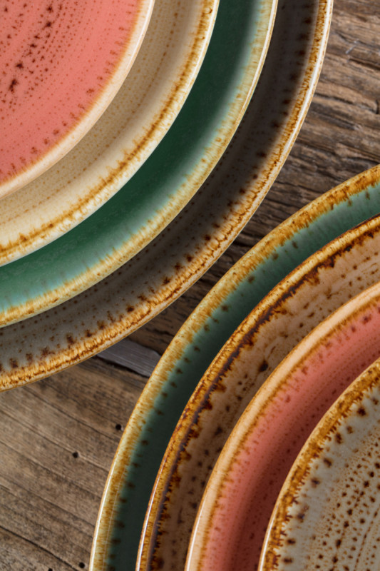Assiette coupe plate rond bleu porcelaine vitrifiée Ø 29,3 cm Twirl Rak