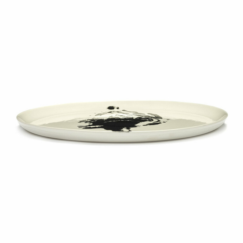 Assiette plate rond blanc artichaut noir grès émaillé Ø 19 cm Feast By Ottolenghi Serax