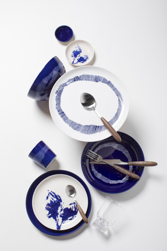 Assiette plate rond blanc artichaut bleu grès émaillé Ø 19 cm Feast By Ottolenghi Serax