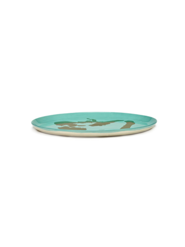 Assiette plate rond azure poivron or grès émaillé Ø 35 cm Feast By Ottolenghi Serax
