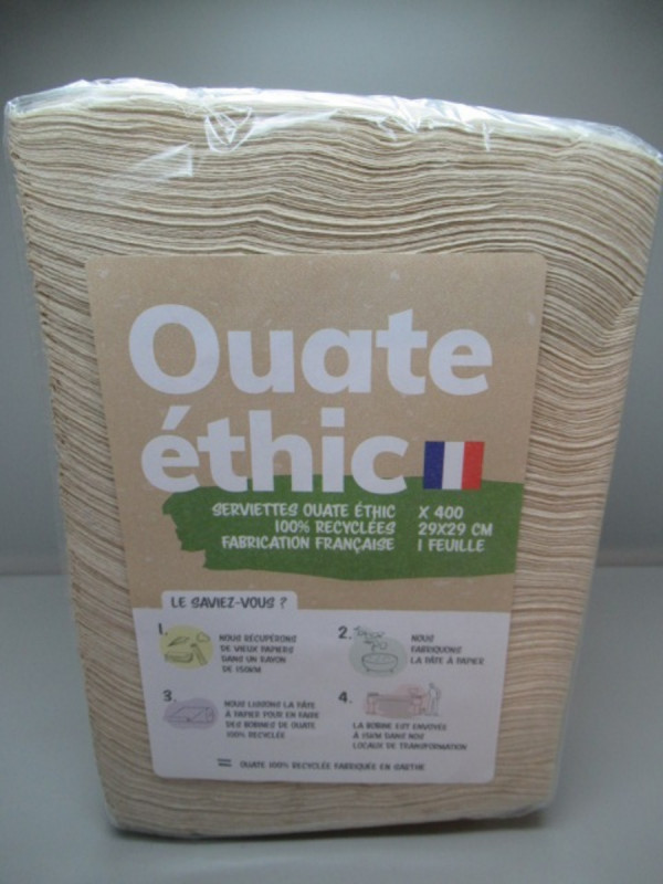 Paquet de 400 serviettes kraft ouate de cellulose 29x29 cm Manufacture De L'ephemere