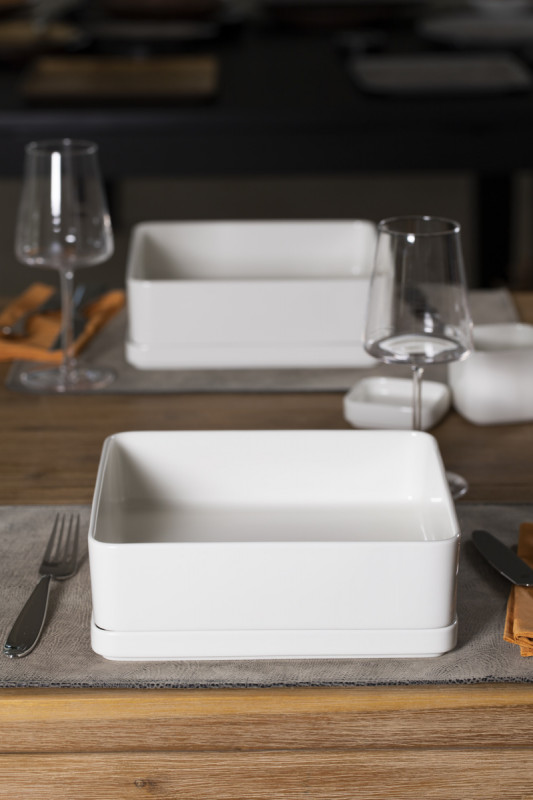 Couvercle pour sucrier carré blanc porcelaine 8 cm Fractal Rak