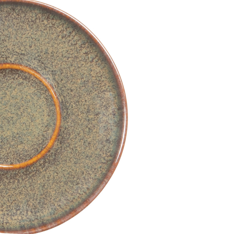 Sous tasse à thé rond Marron Bleu grès émaillé Ø 14 cm Amber Accolade