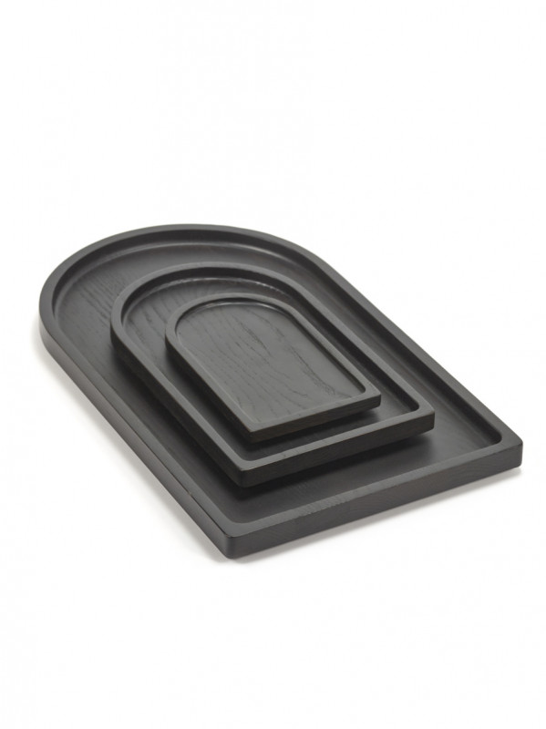 Assiette à bord droit rectangulaire ébène bois 45 cm La Mère Serax
