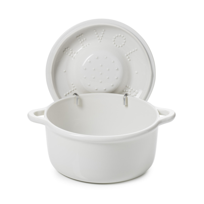 Cocotte avec couvercle pour induction rond Blanc albâtre porcelaine Ø 26 cm Bombance Revol