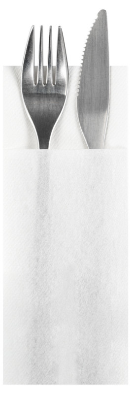 Serviette rond blanc non tissé 40x32 cm pliée en 8 Basik Soft Essentials Collection (50 pièces)
