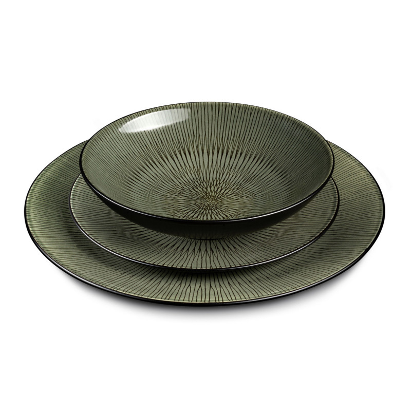 Assiette à dessert rond vert grès émaillé Ø 20 cm Hypnose Medard De Noblat