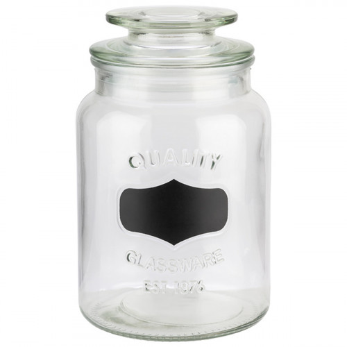 Pot avec couvercle et étiquette pour craie verre Ø 12 cm 21 cm 1,5 L Aps