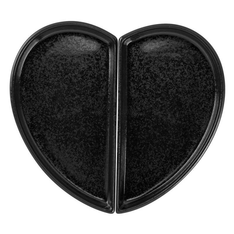 Assiette plate partie droite noir porcelaine 10x18 cm ClichÉ Rak