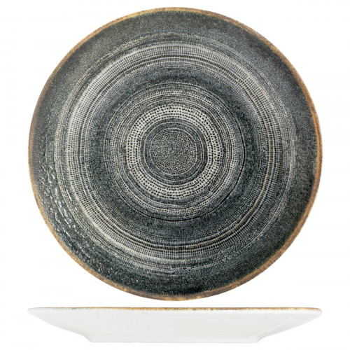 Assiette coupe rond gris anthracite porcelaine Ø 16 cm Terra Pro.mundi