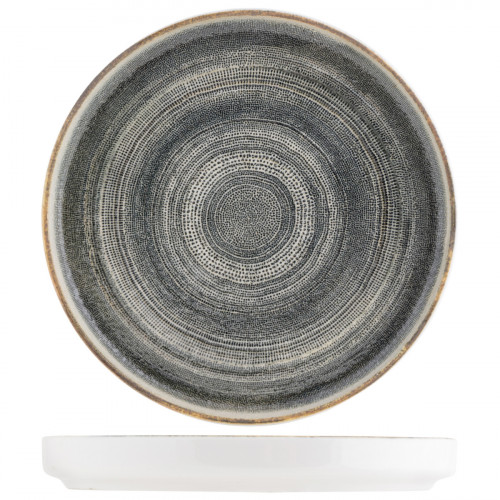 Assiette plate bord droit rond gris anthracite porcelaine Ø 20 cm Terra Pro.mundi