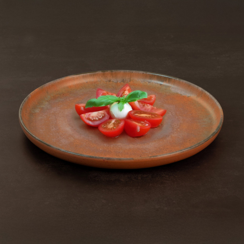 Assiette à dessert rond orange grès émaillé Ø 22 cm 22x22 cm Planet Medard De Noblat