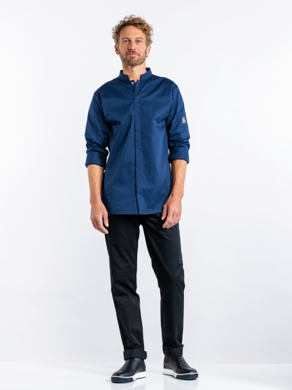 Veste de cuisine manches longues bleu marine L Sabor Chaud Devant