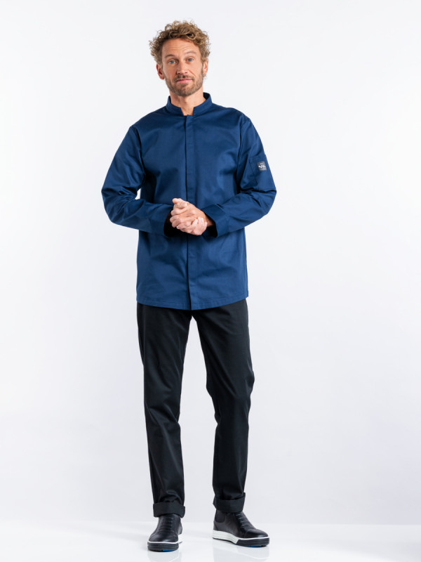 Veste de cuisine manches longues bleu marine XL Sabor Chaud Devant