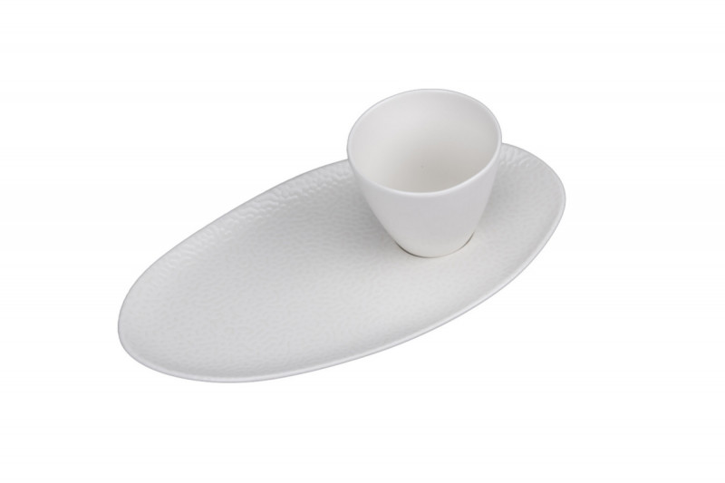 Sous tasse organique ivoire porcelaine vitrifiée Ø 25 cm Between Rak